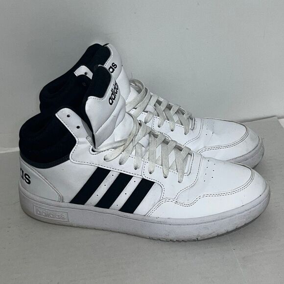Adidas Mens Cloud White Core Black Hoops 3.0 Mid Lace-Up Sneaker Shoes Size 10.5 main image 5